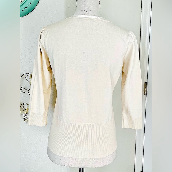 CAbi Tan Cardigan w/ Ribbon Edging - Picture 9 of 15
